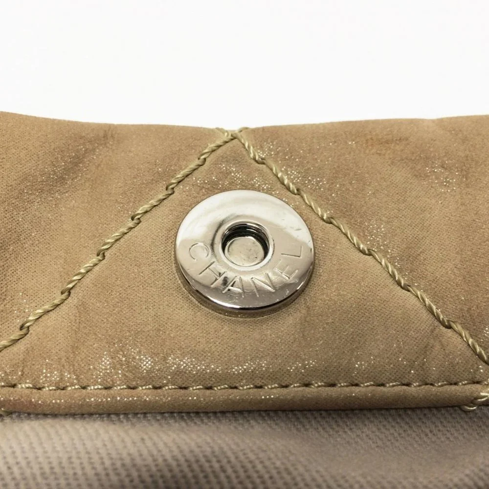 CHANEL Sea Hit Iridescent Calfskin Quilted CC Tote Beige Silver Chain 2011